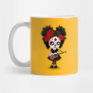 Sugar Skull Girl Playing Slovakian Flag Guitar Mug